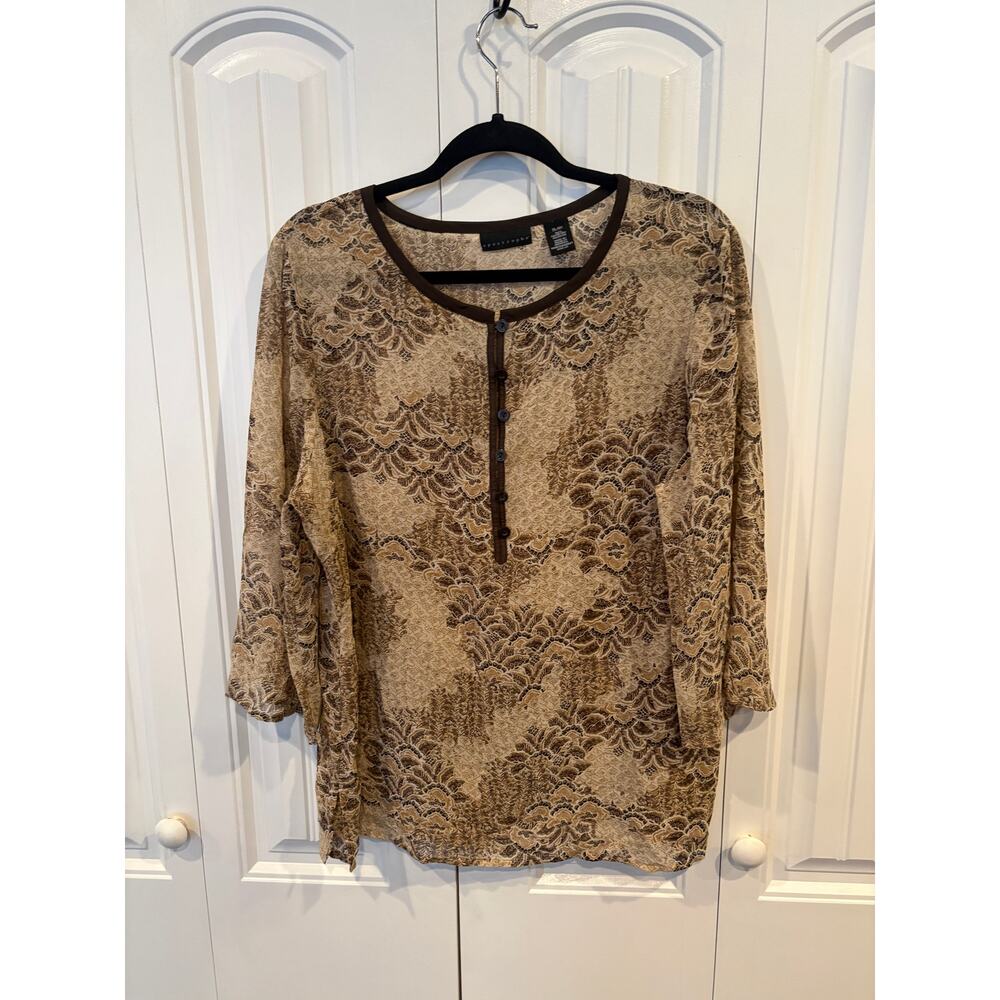 Apostrophe Brown‎ Sheer Blouse Size XL